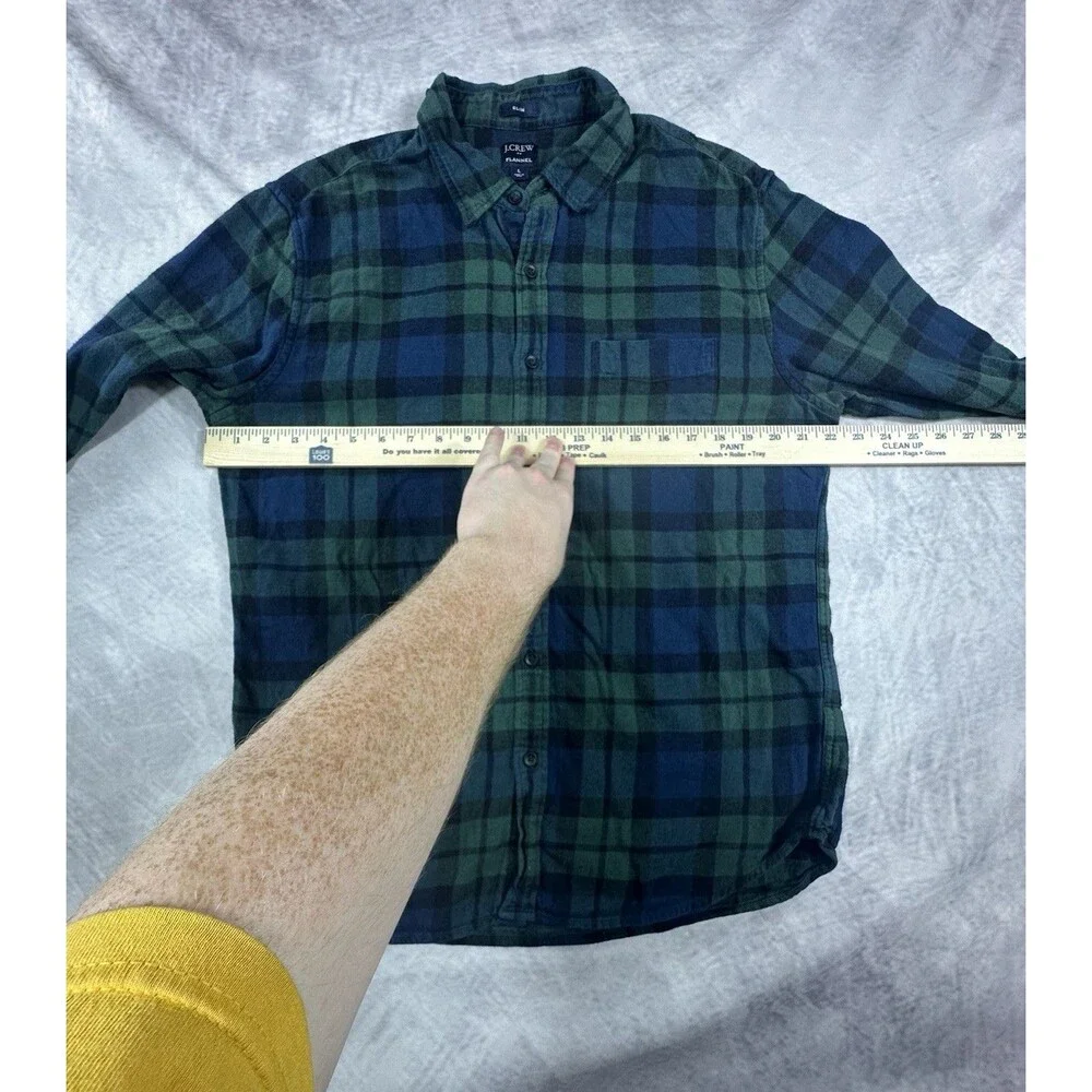 J.Crew Flannel Shirt Mens Large Plaid Slim Fit Cotton Long Sleeve Button Down